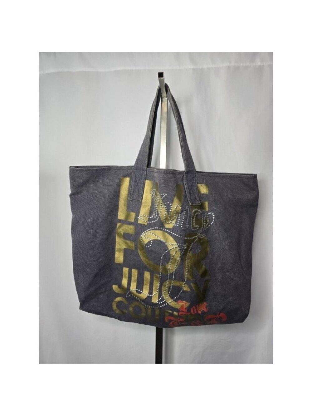 Y2K JUICY COUTURE Navy Blue Live For Juicy Tote Handbag- 100% Cotton- READ INFO